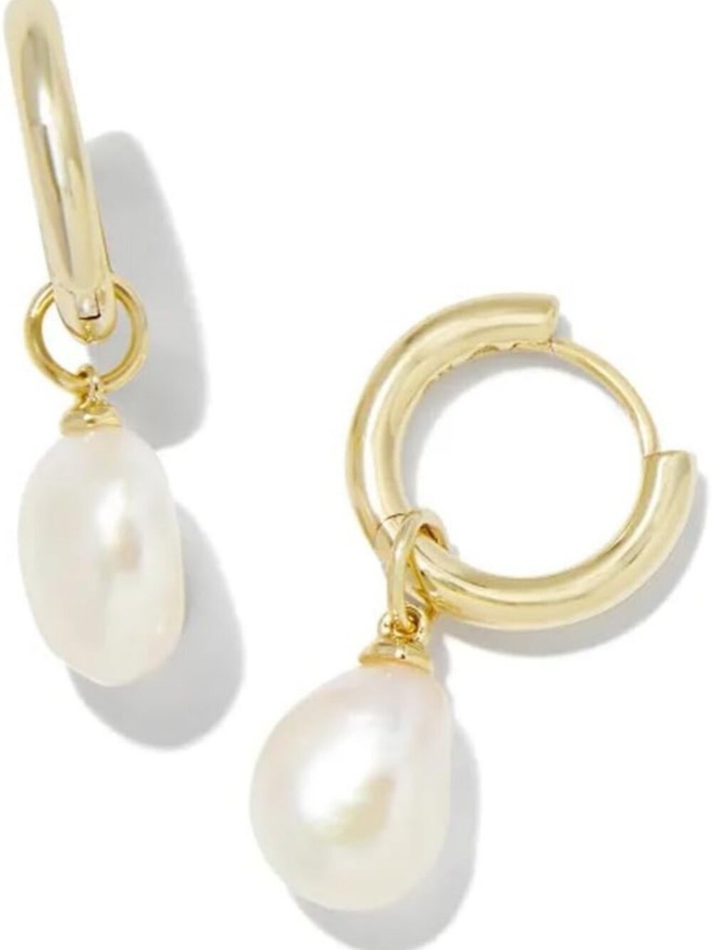 Elegant White Pearl Huggie Earrings, Fashion Jewelry for Women, Chic Accessory